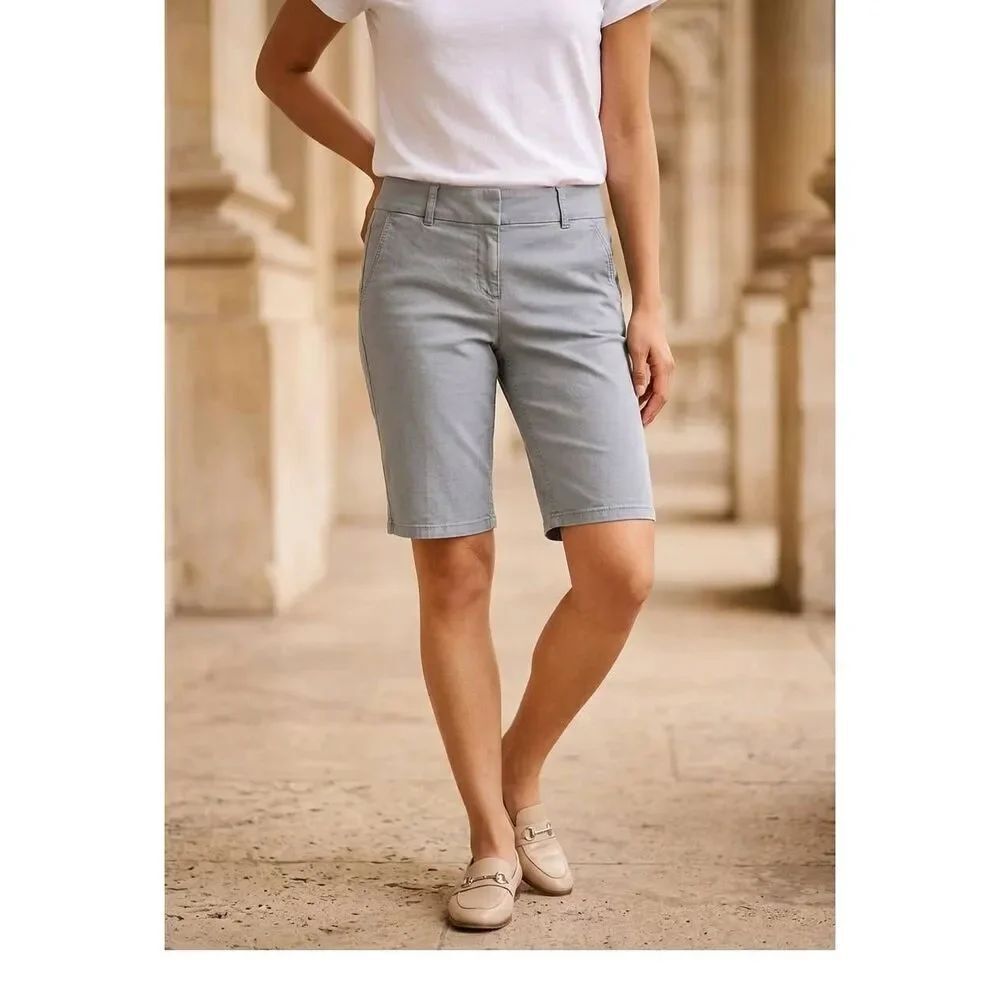 💛Loft Gray Khaki City Bermuda Shorts Size 10